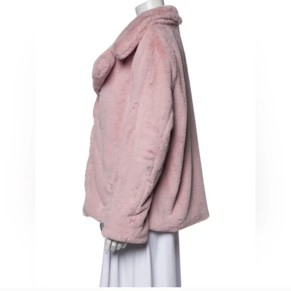 NWOT Badgley Mischka Pink Faux Fur Cheetah Teddy Coat Small - Picture 2 of 6